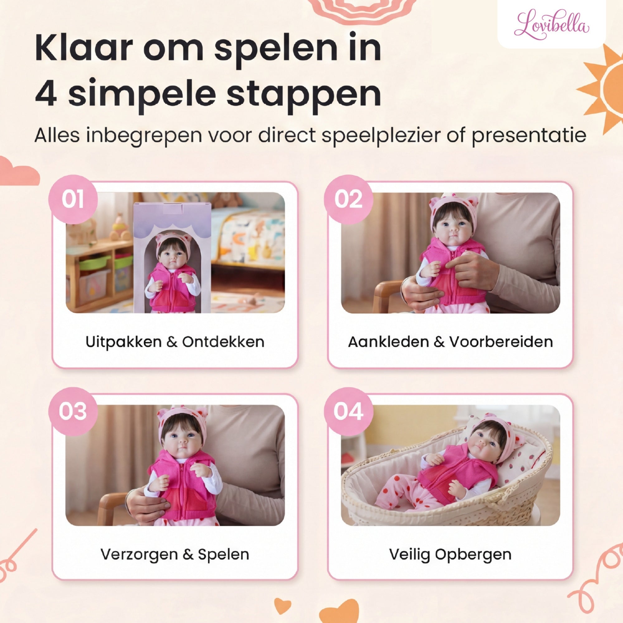 Sarina – Levensechte Reborn Pop 45 cm – Complete Set
