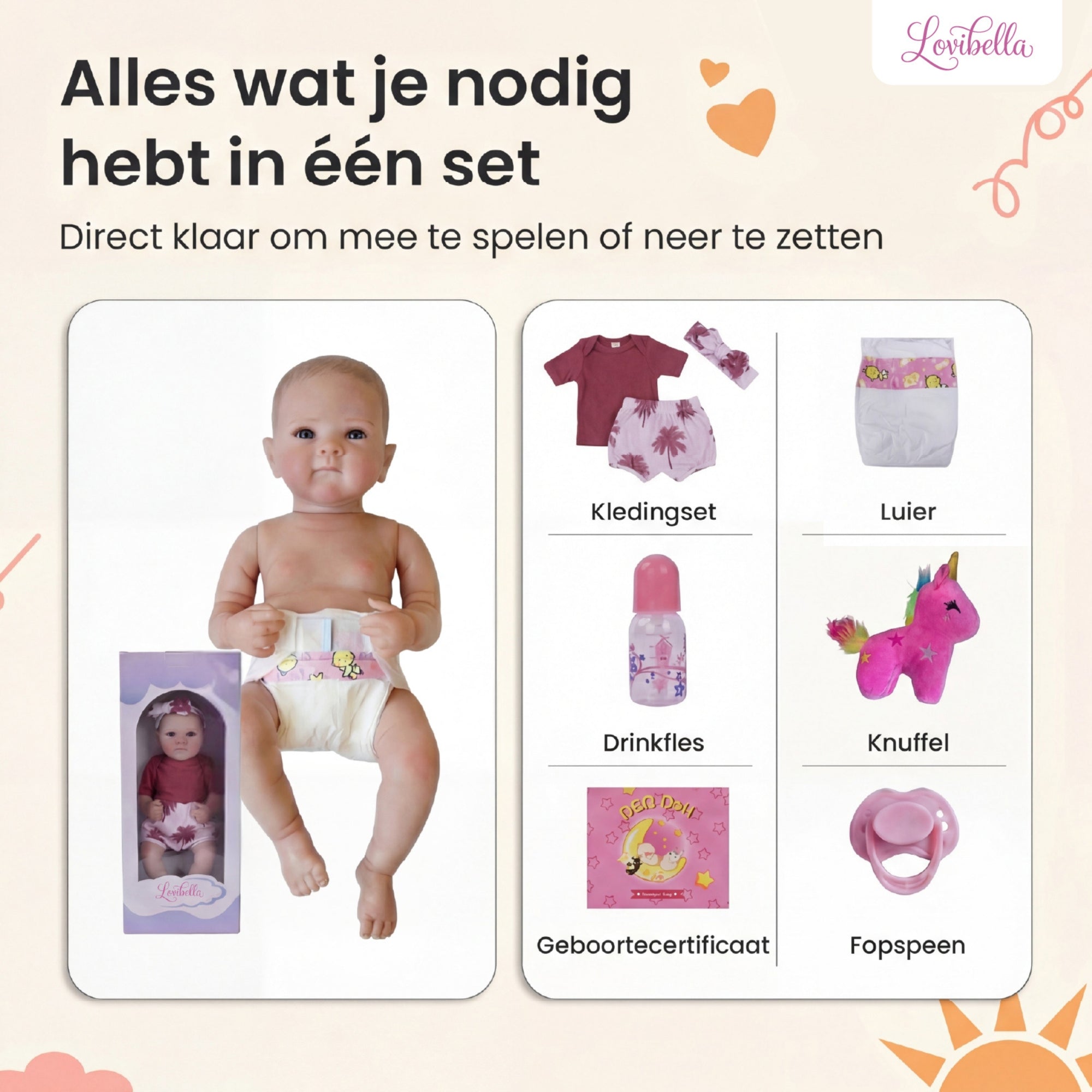 Nika – Levensechte Reborn Pop 45 cm – Complete Set