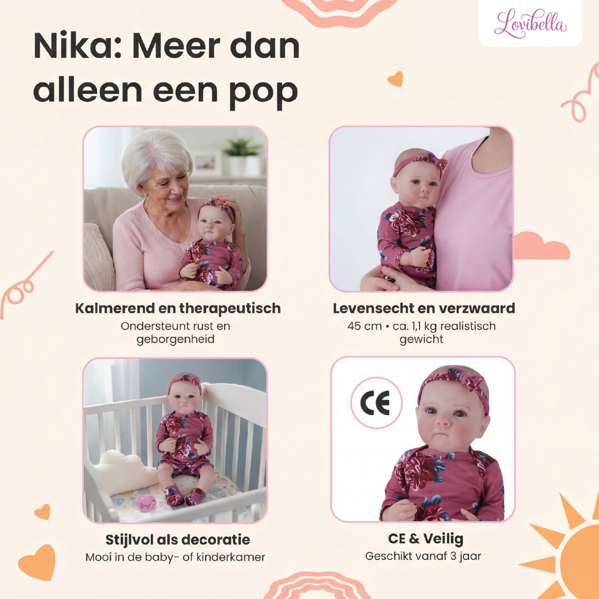 Nora – Levensechte Reborn Pop 45 cm – Complete Set