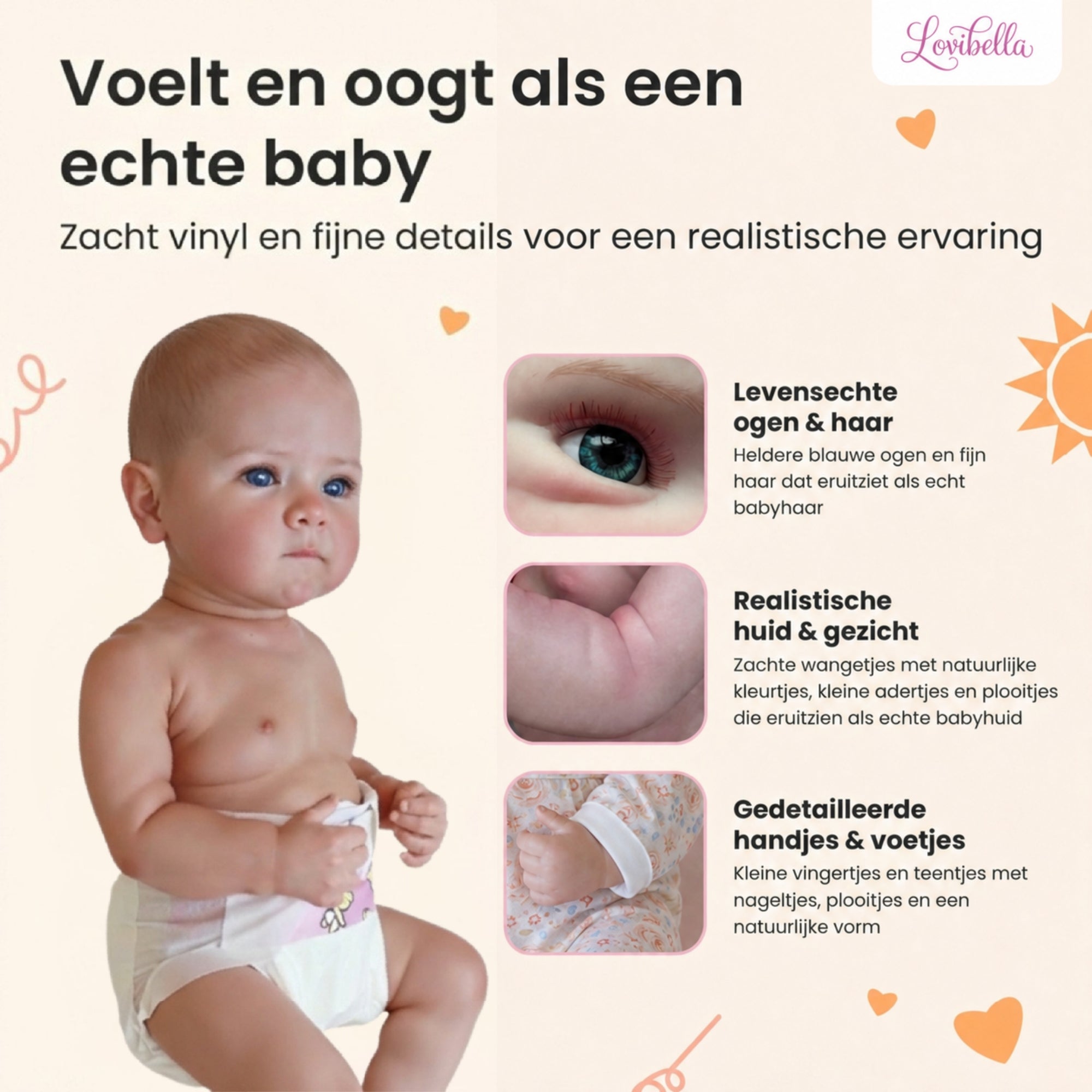 Rosa – Levensechte Reborn Pop 45 cm – Complete Set