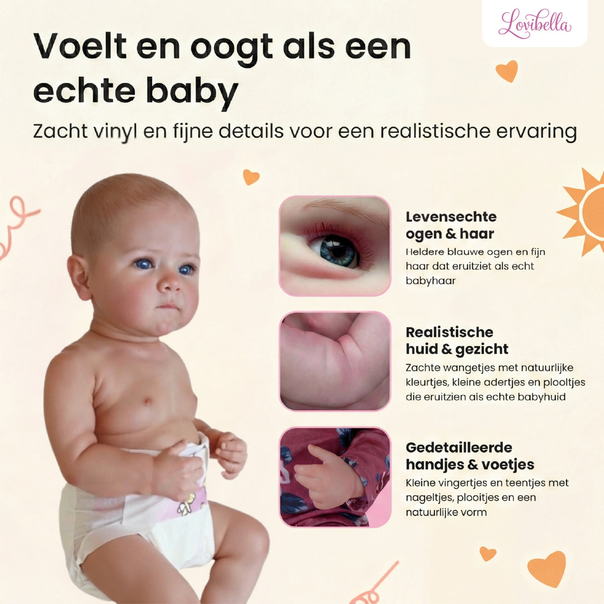 Nora – Levensechte Reborn Pop 45 cm – Complete Set