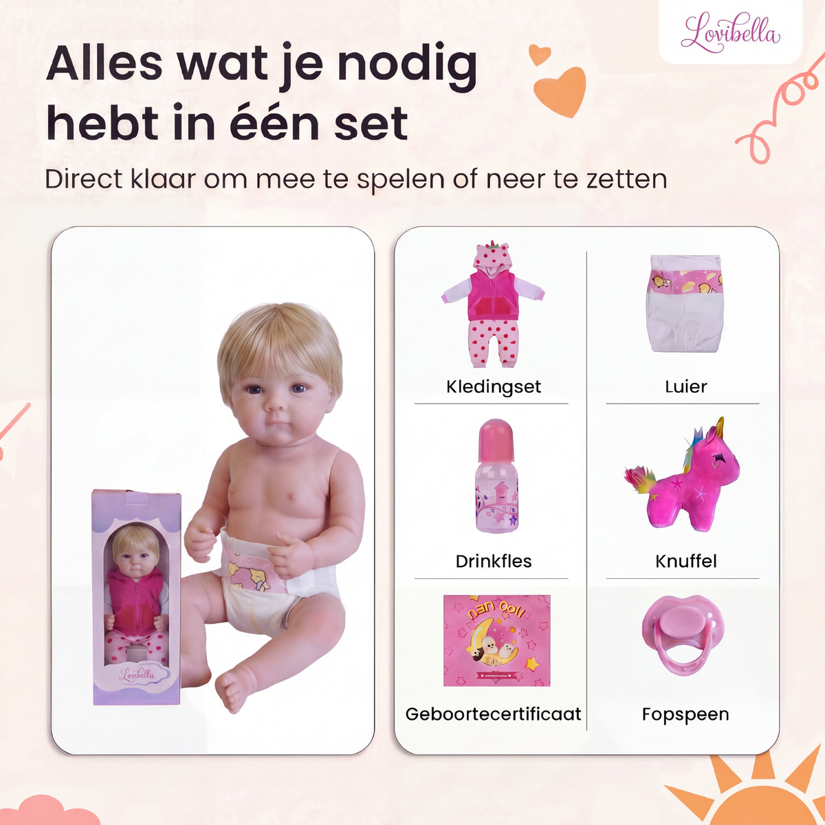 Rosalie – Levensechte Reborn Pop 45 cm – Complete Set