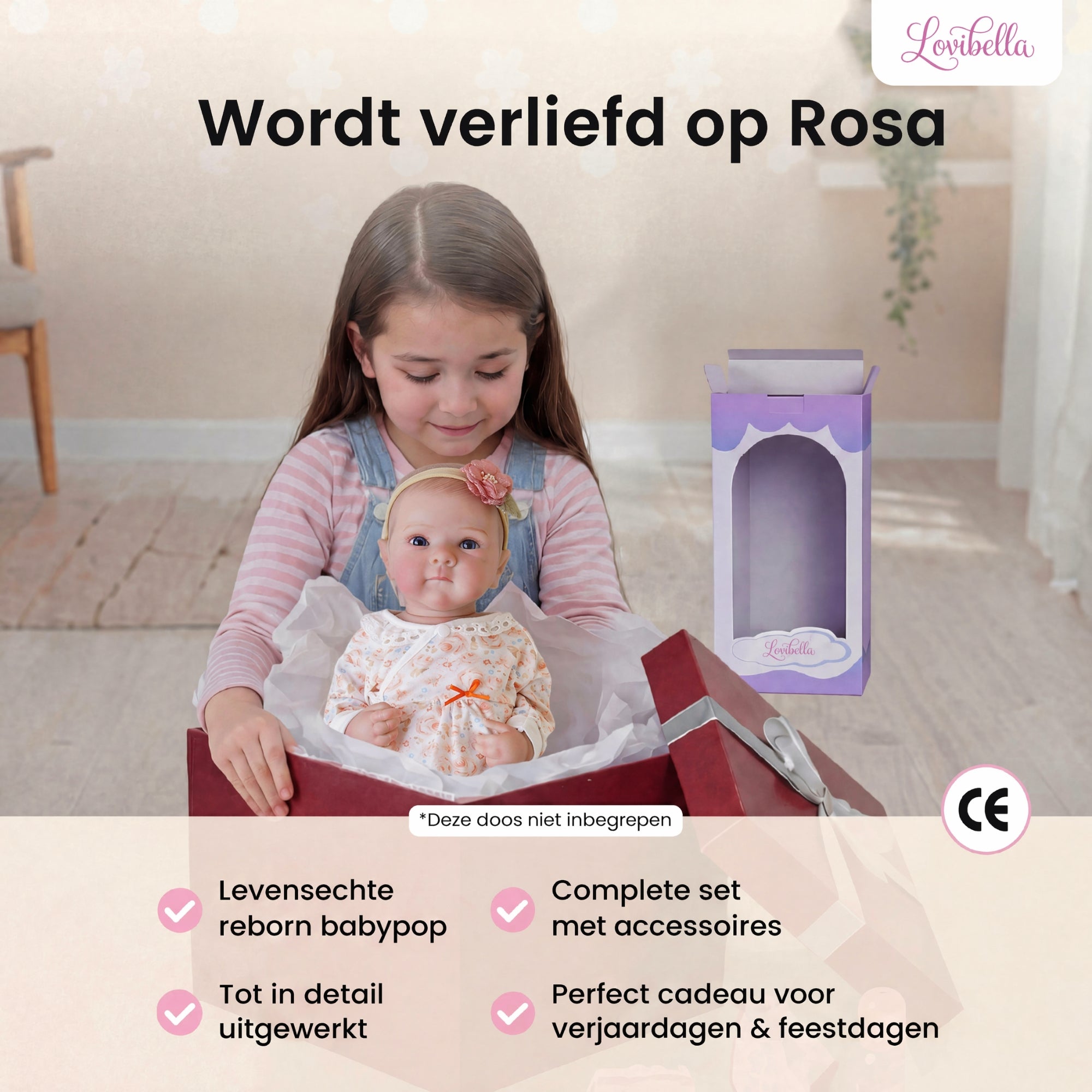 Rosa – Levensechte Reborn Pop 45 cm – Complete Set