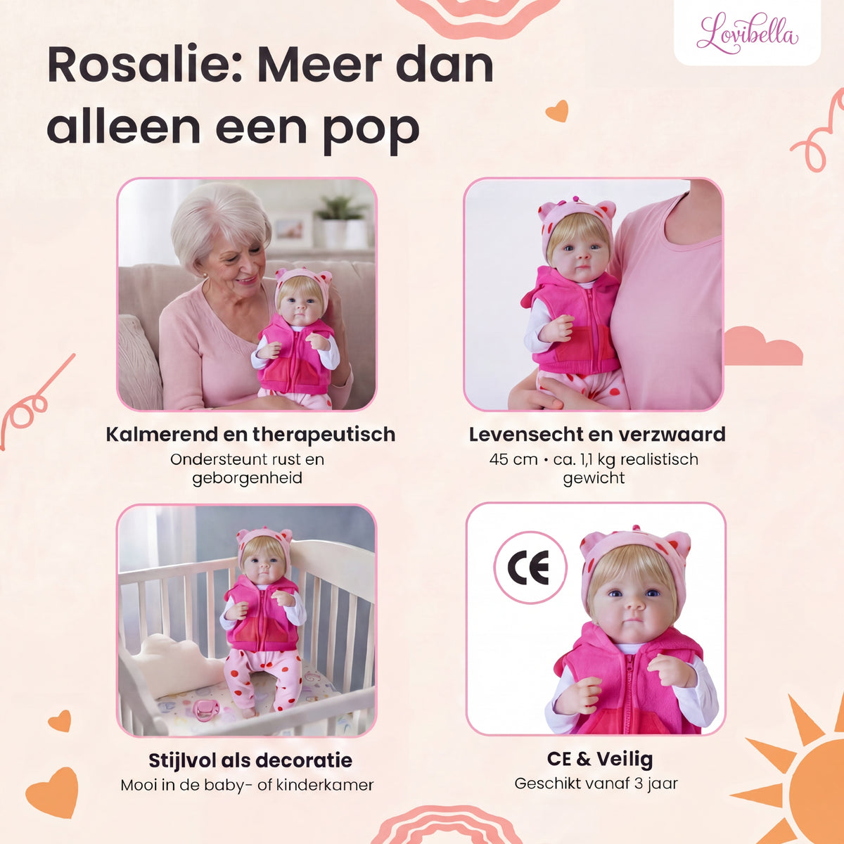 Rosalie – Levensechte Reborn Pop 45 cm – Complete Set