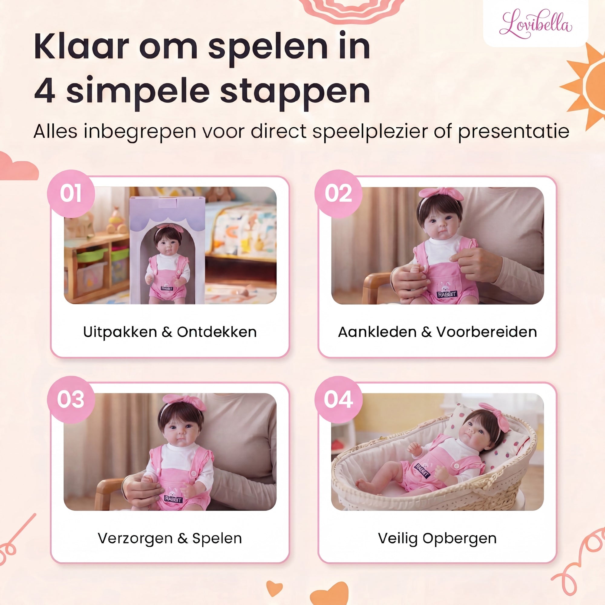 Lola – Levensechte Reborn Pop 45 cm – Met Haar Complete Set