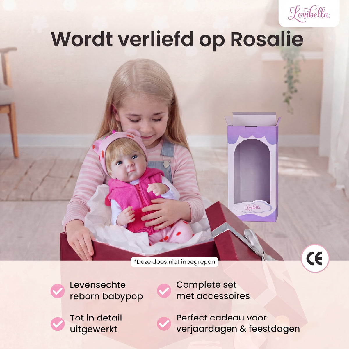 Rosalie – Levensechte Reborn Pop 45 cm – Complete Set