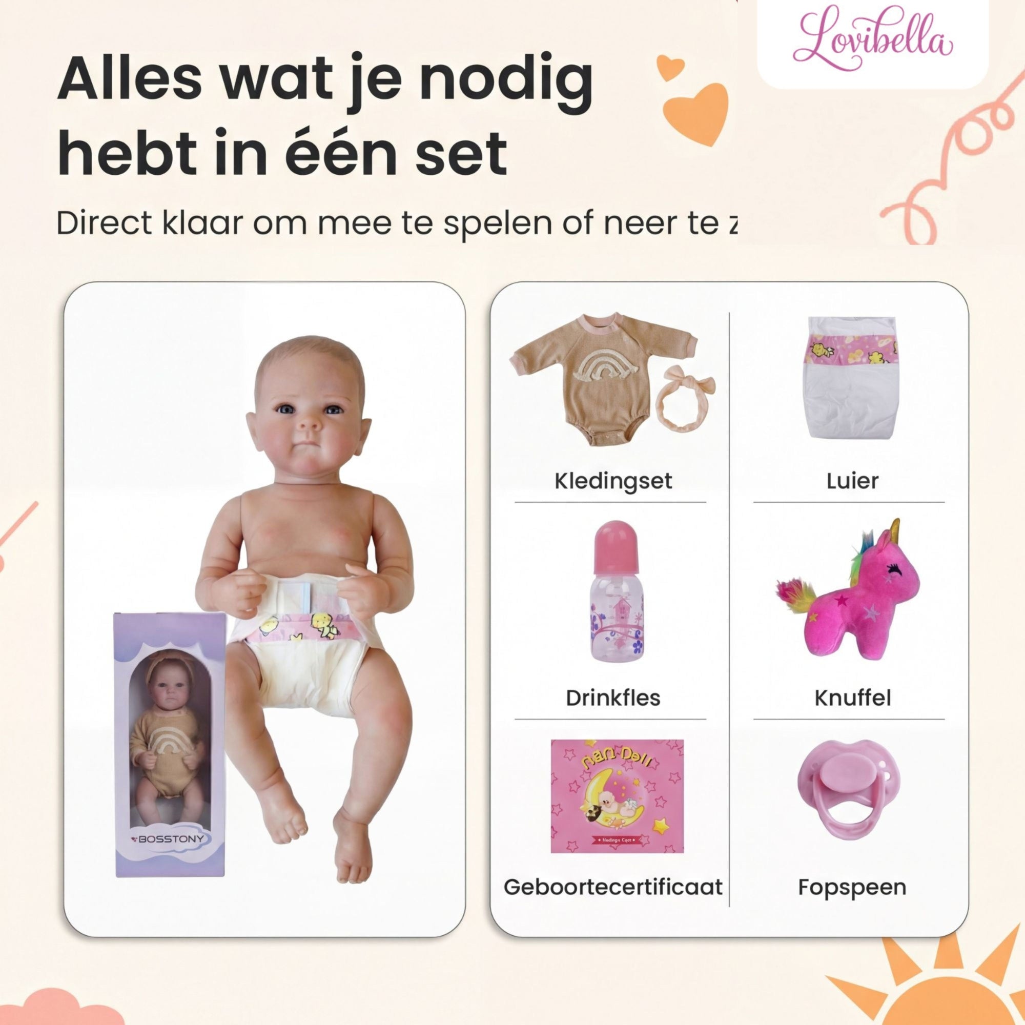 Elara – Levensechte Reborn Pop 45 cm – Complete Set