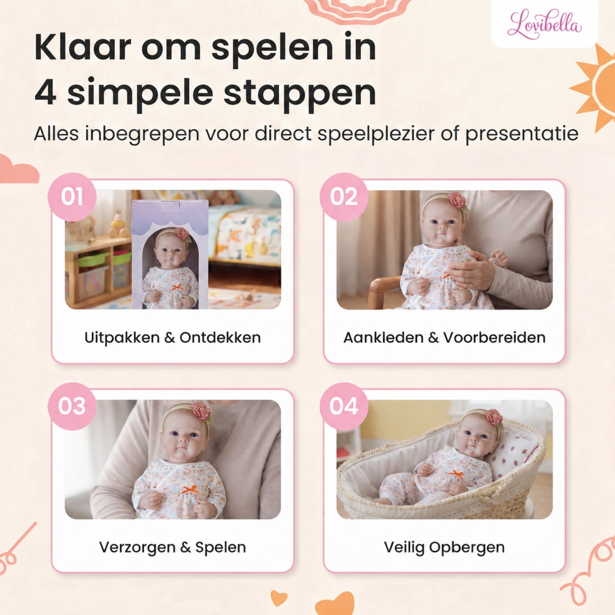 Rosa – Levensechte Reborn Pop 45 cm – Complete Set