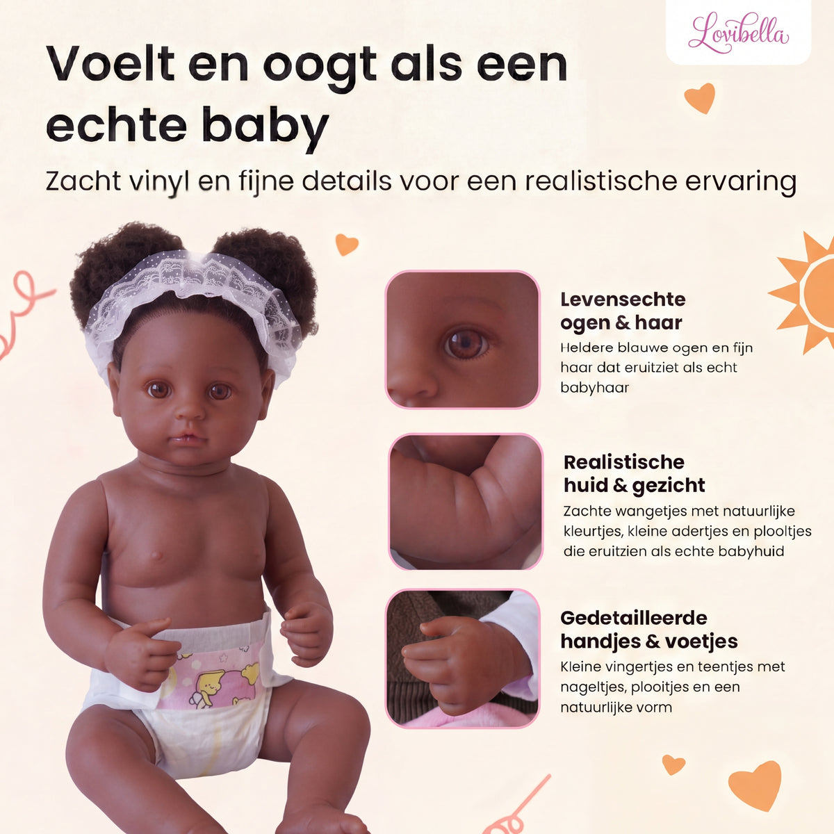Amara – Levensechte Reborn Pop 45 cm – Complete Set