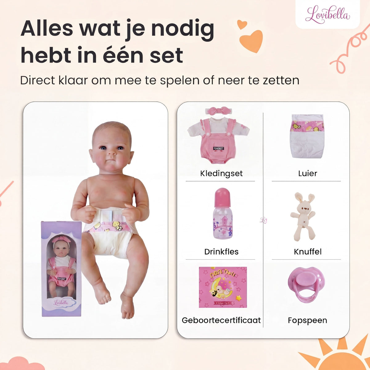 Lieve – Levensechte Reborn Pop 45 cm – Complete Set