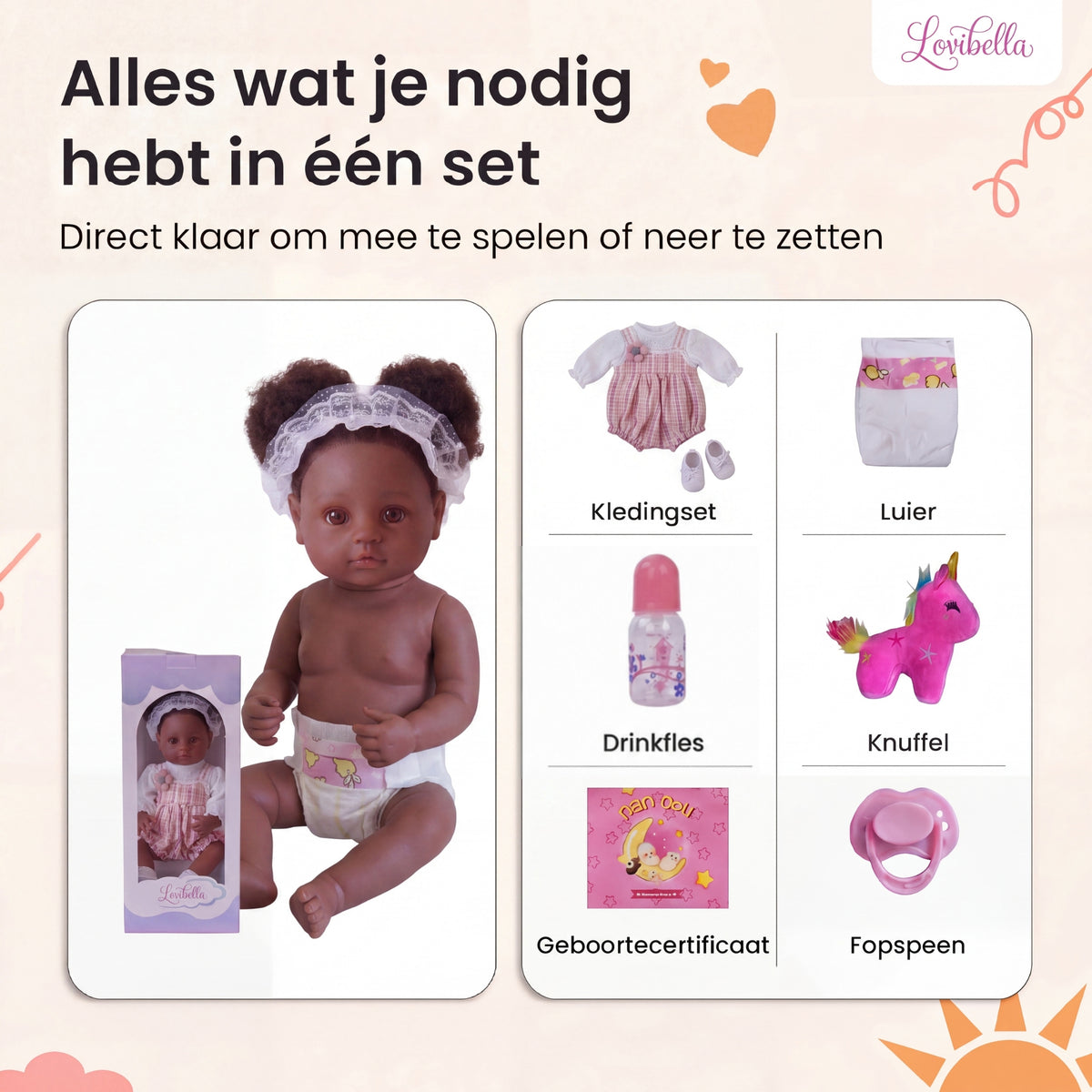Amara – Levensechte Reborn Pop 45 cm – Complete Set