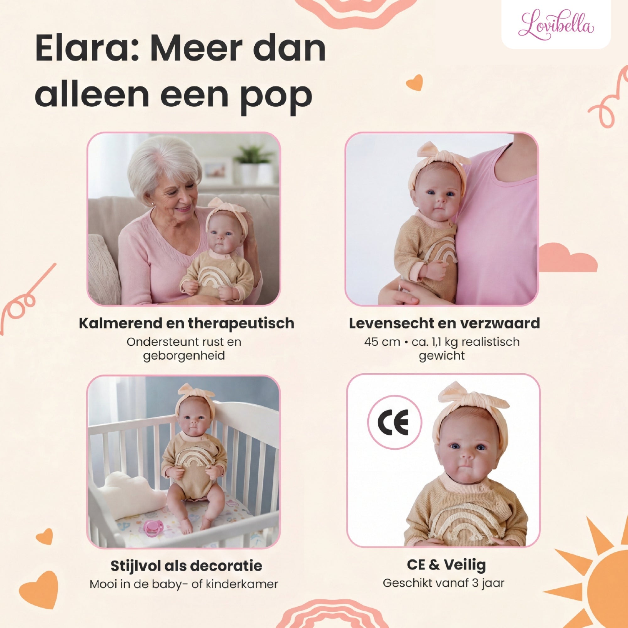 Elara – Levensechte Reborn Pop 45 cm – Complete Set