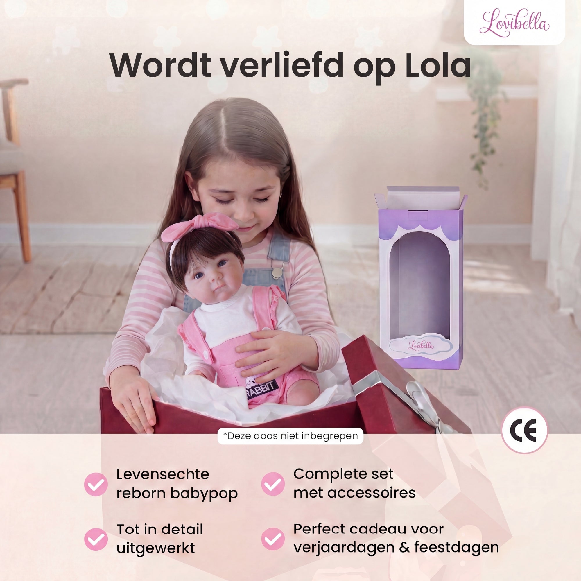 Lola – Levensechte Reborn Pop 45 cm – Met Haar Complete Set