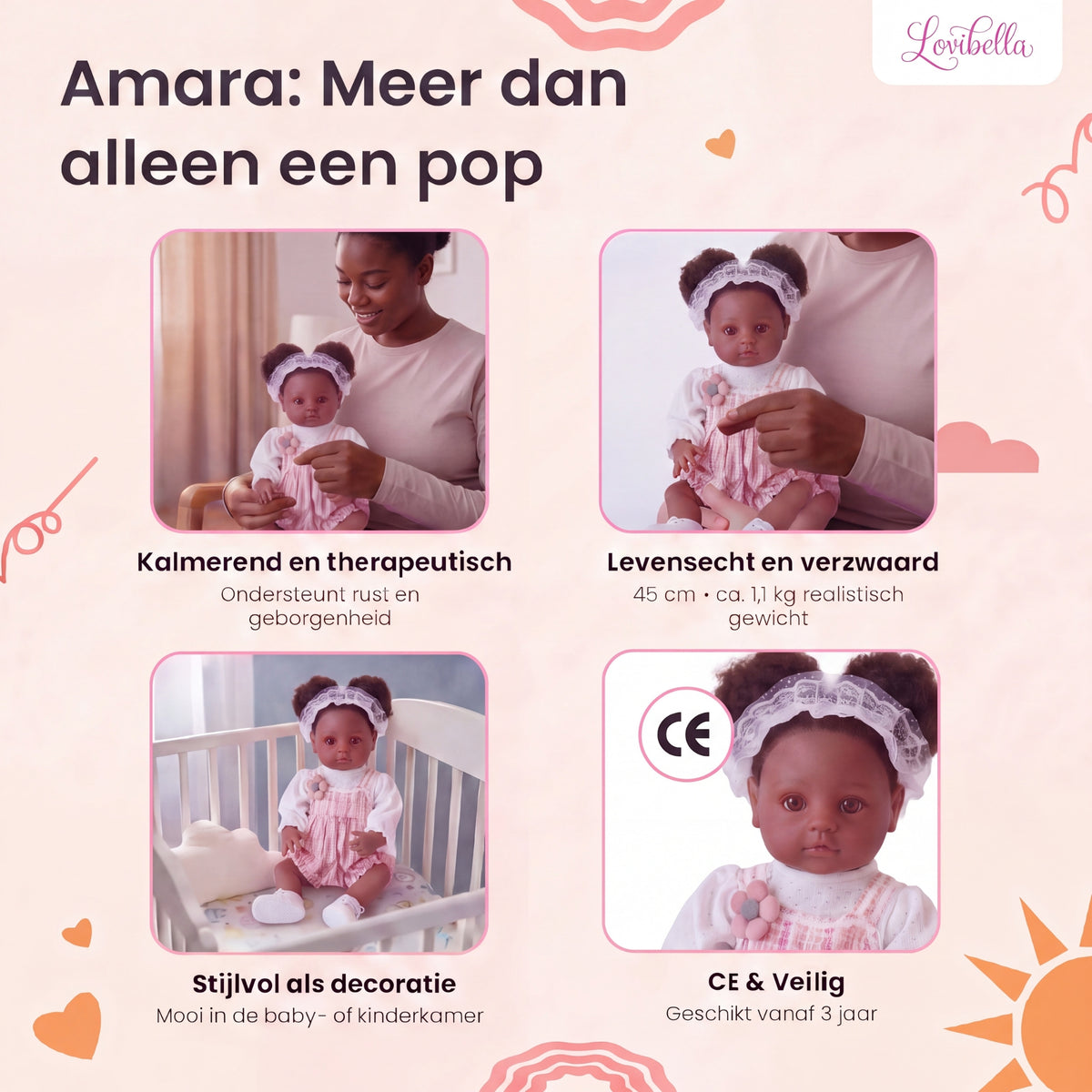 Amara – Levensechte Reborn Pop 45 cm – Complete Set