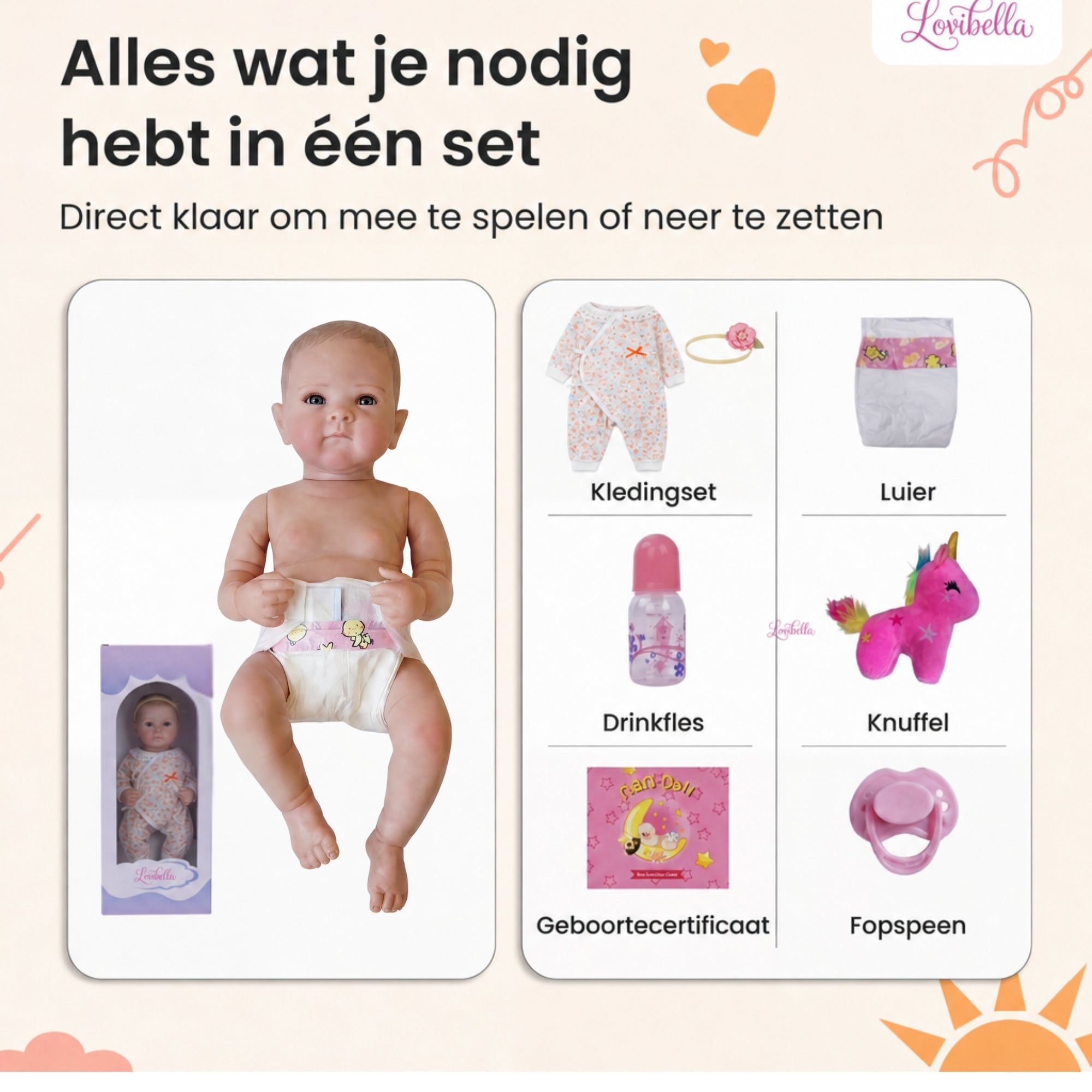 Rosa – Levensechte Reborn Pop 45 cm – Complete Set