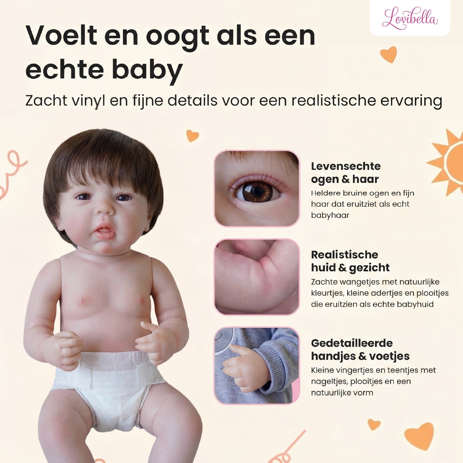 Milo – Levensechte Reborn Pop 45 cm – Complete Set
