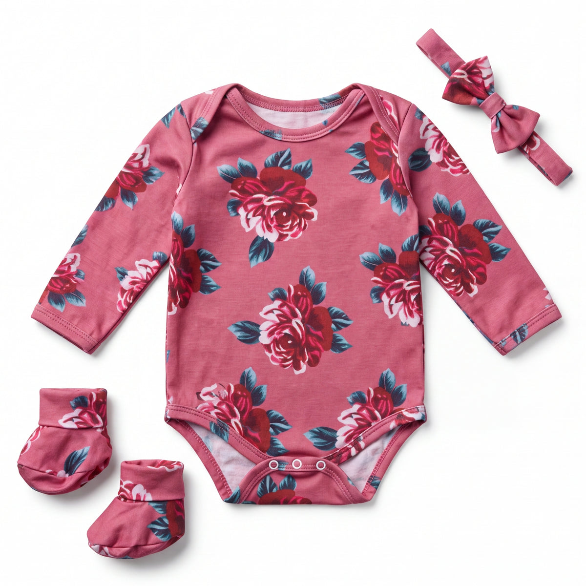 Lovibella Reborn Kleding Set 45 cm – Roze Bloemen Romper met Strikje